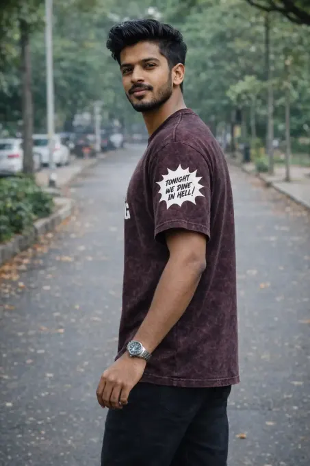 Unisex oversize acid-washed t-shirt with Spartan warrior graphic in muted grey tones