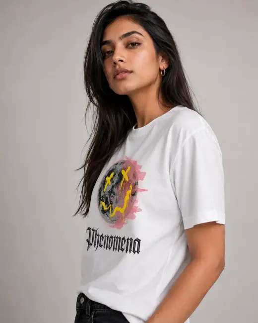 Unisex crew t-shirt featuring a large graffiti-style moon graphic centered on the front