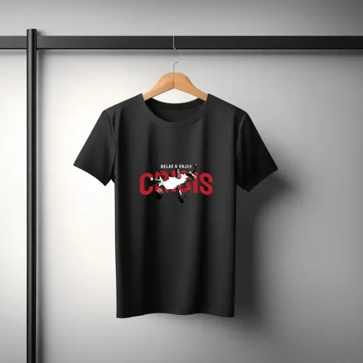 Unisex classic crew t-shirt featuring a bold 'Relax & Enjoy Crisis' graphic on front