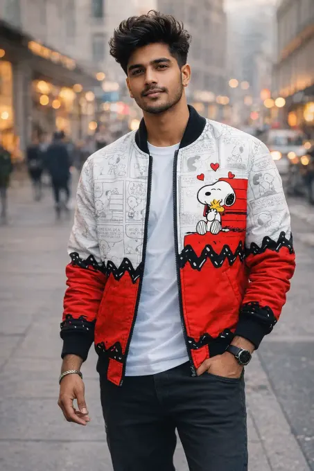 Unisex Retro Comic Beagle AOP Bomber Jacket