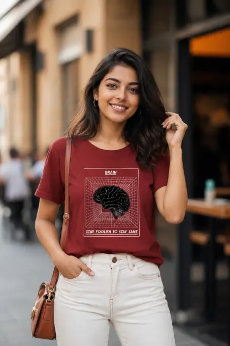 Unisex "Stay Foolish" Brain Graphic T-Shirt
