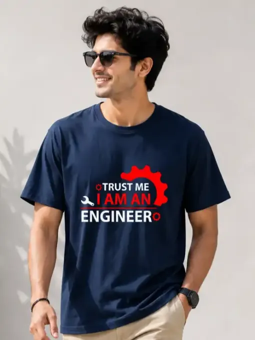 Unisex oversized crew t-shirt with ‘Trust Me I Am An Engineer’ graphic on chest