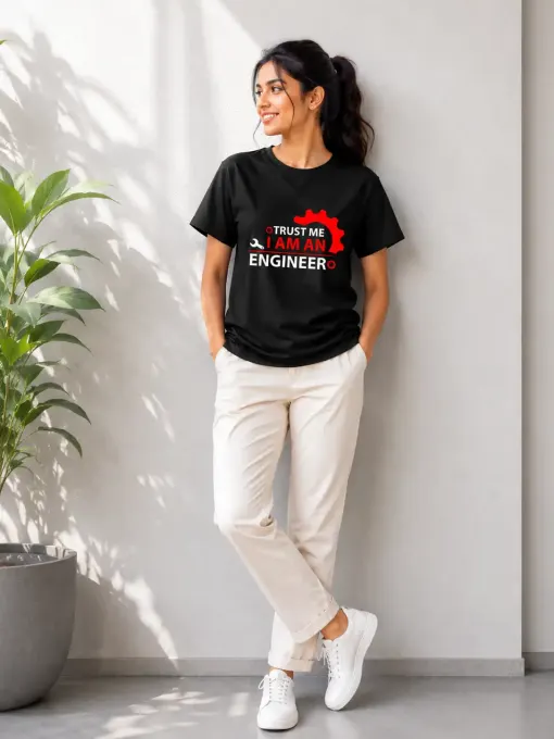 Unisex classic crew t-shirt with “Trust Me I Am An Engineer” graphic
