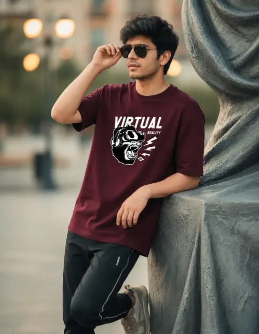 Virtual Reality ape graphic Supima cotton t-shirt, front view