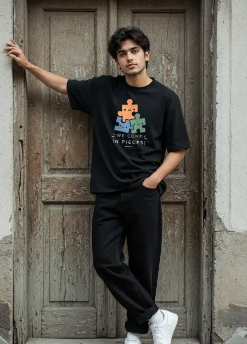 We Come In Pieces graphic Supima cotton t-shirt with front text design