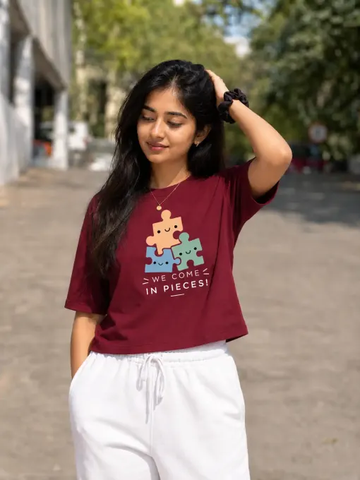 We Come In Pieces Maroon Graphic T-Shirt