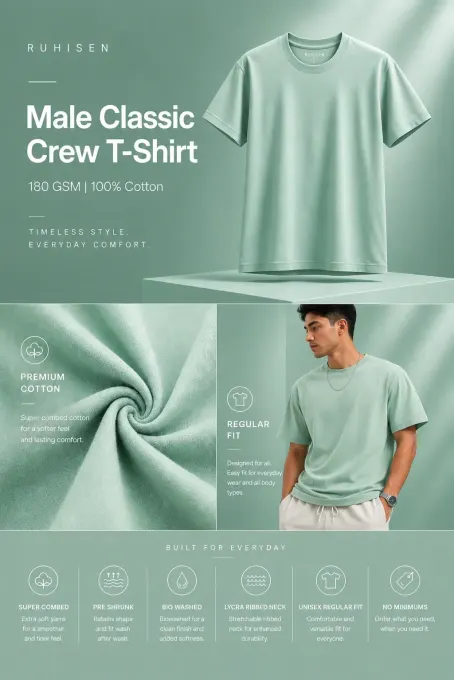 Ruhisen Weekend Loading classic crew-neck T-shirt with 'Weekend Loading' graphic, front view
