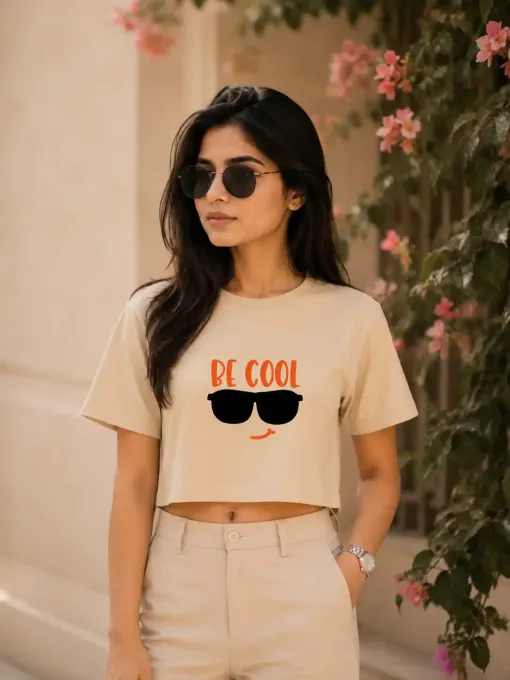 Women's Be Cool premium cotton crop top — relaxed oversized crop with short sleeves