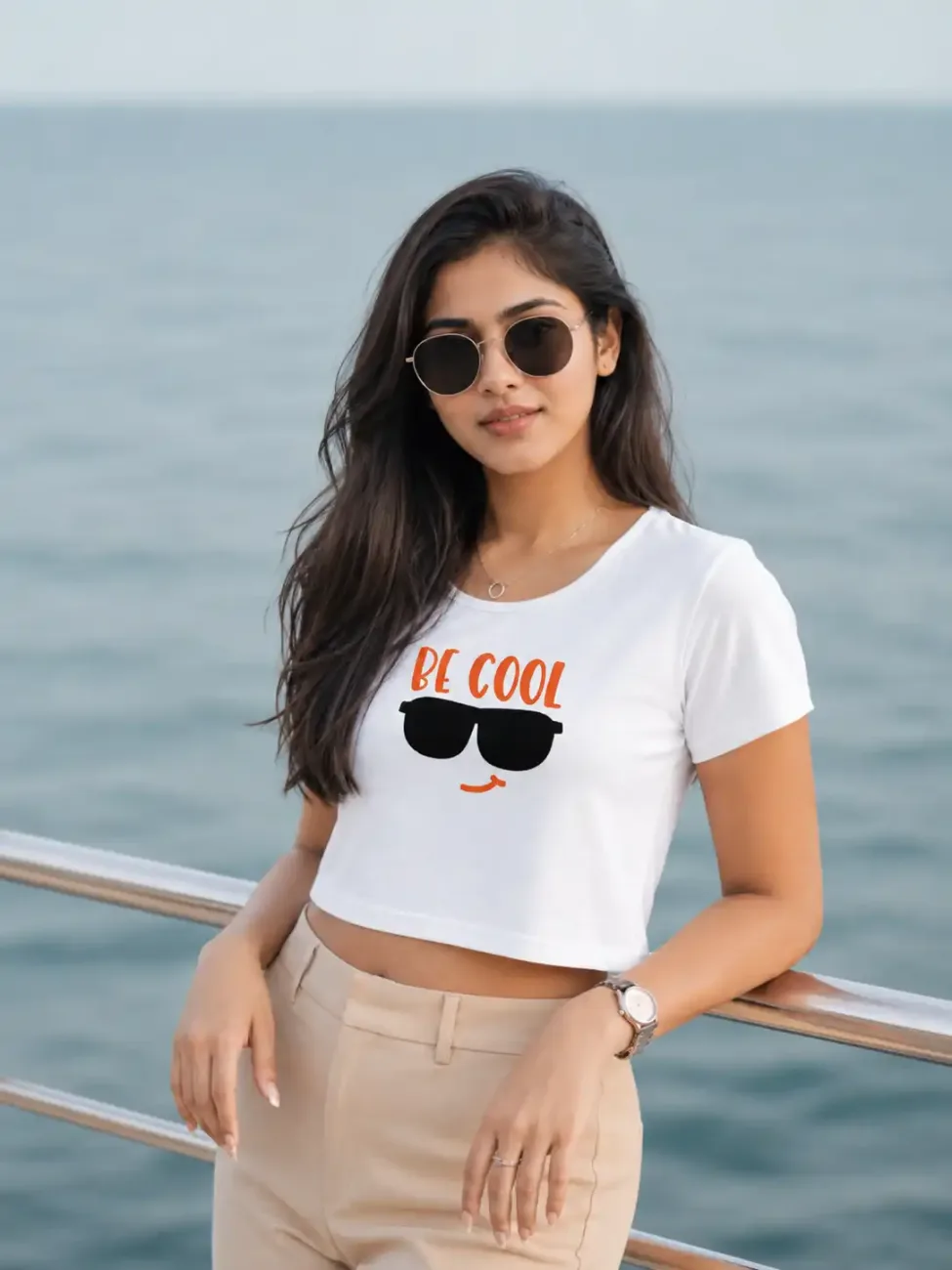 Women's "Be Cool" Premium Cotton Crop Top