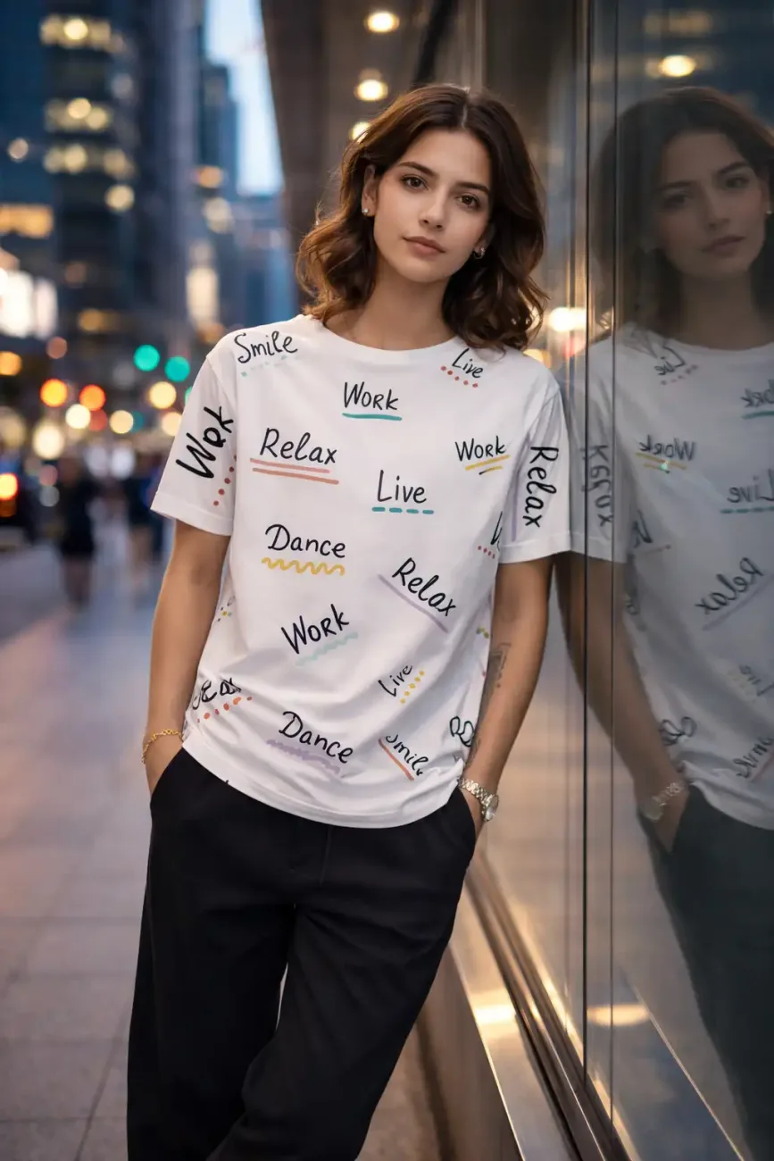 Women's Daily Mantra Typography AOP T-Shirt