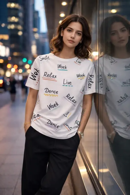 Women's Daily Mantra Typography AOP T-Shirt