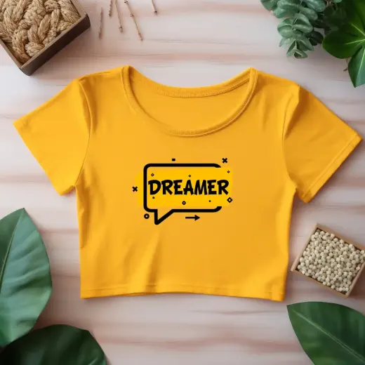 Women's "Dreamer" premium cotton crop top — cropped silhouette, soft premium cotton fabric