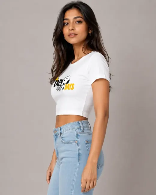 Women's Lazy Days premium cotton crop top, relaxed oversized fit