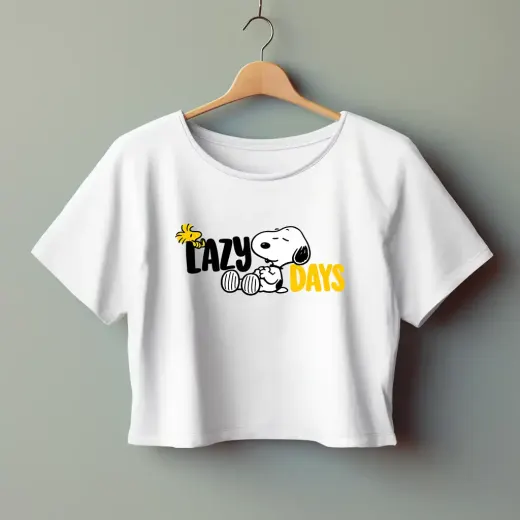 Women's 'Lazy Days' premium cotton crop top