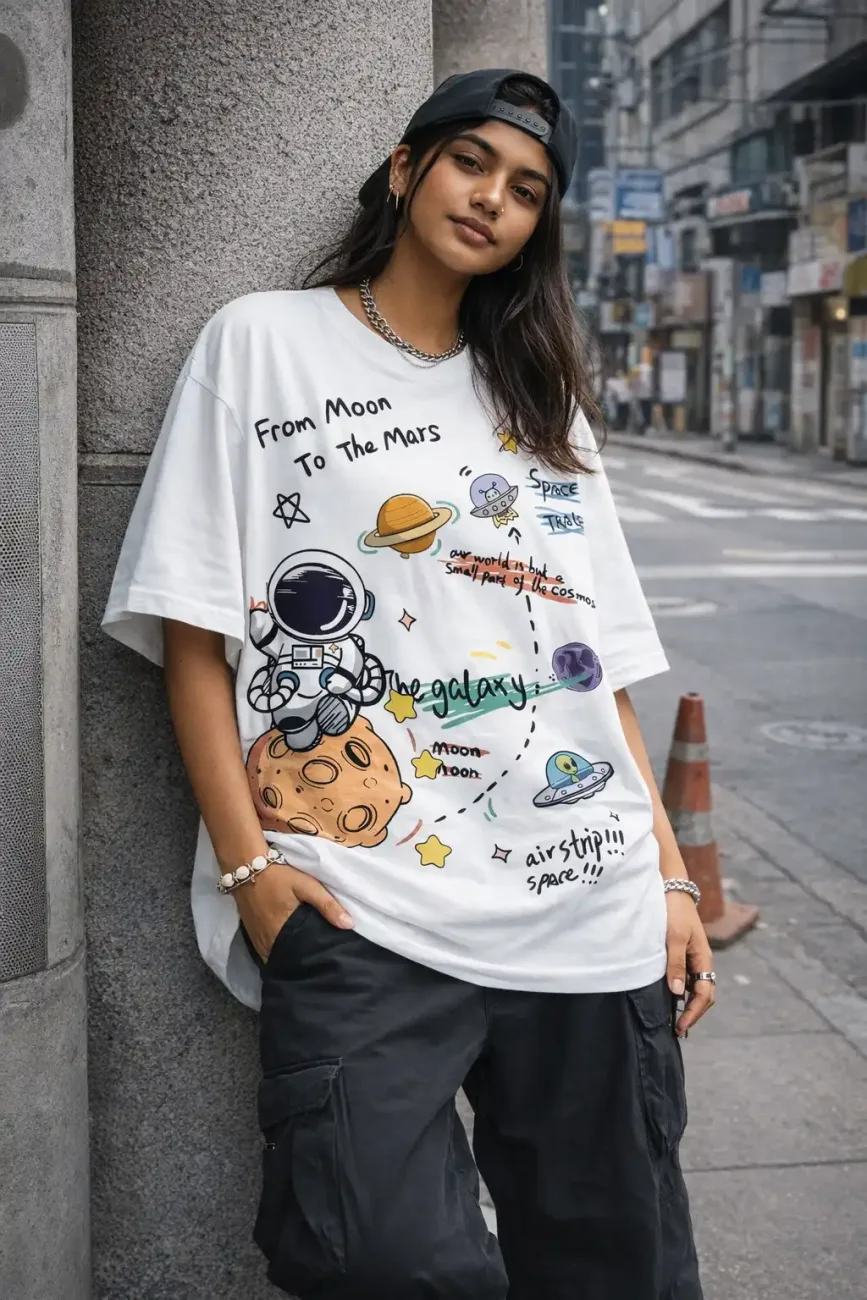 Women's Space Doodle Graphic AOP T-Shirt