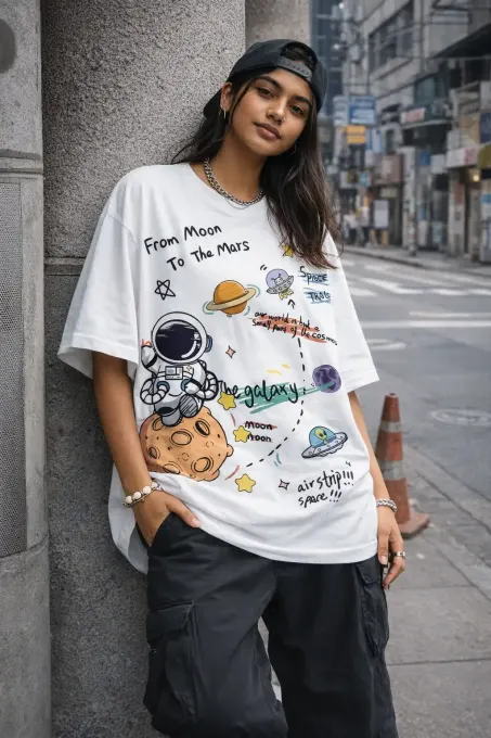 Women's Space Doodle Graphic AOP T-Shirt