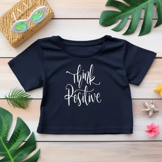 Women's 'Think Positive' premium cotton crop top — front view