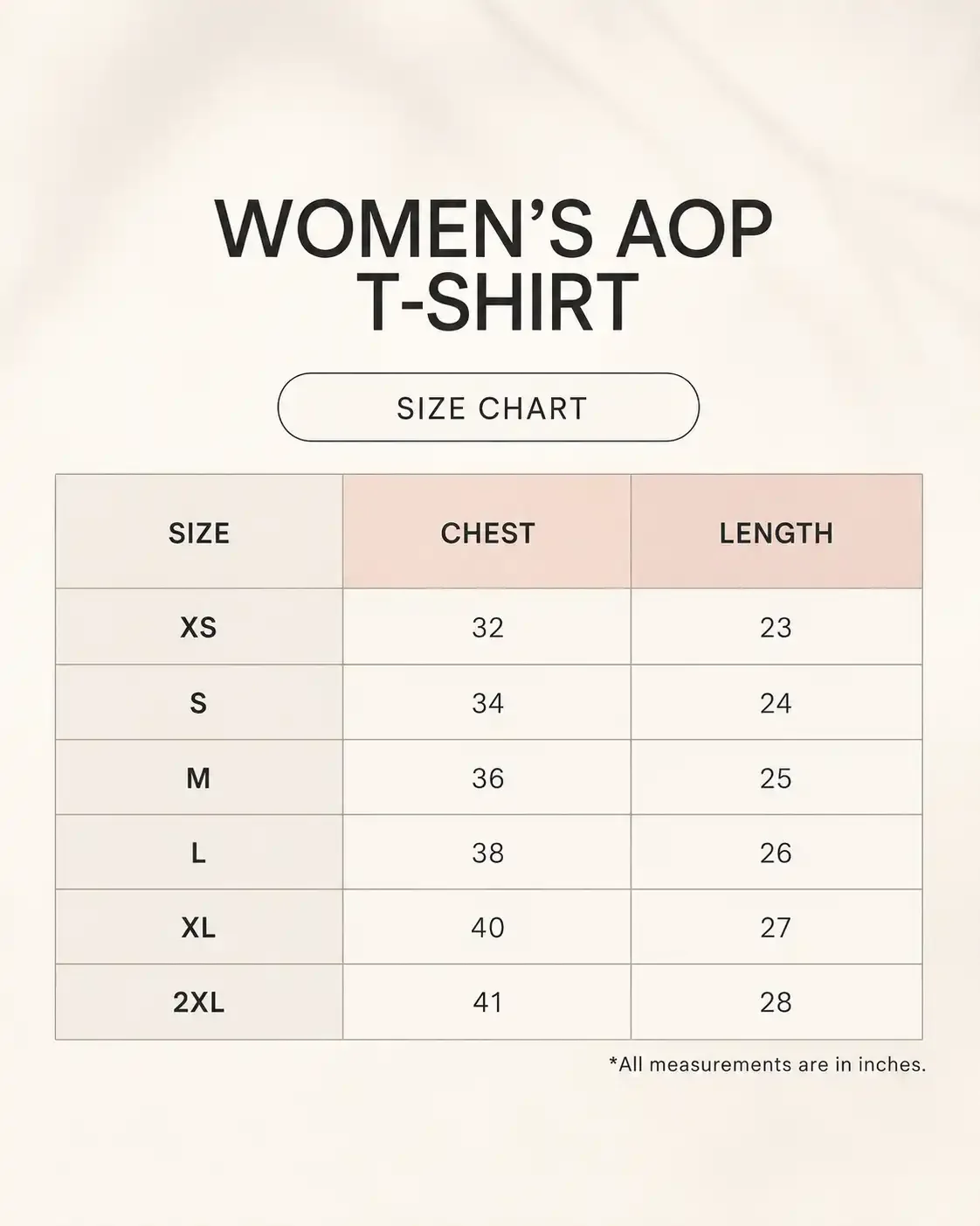 Print Culture Tshirt size guide